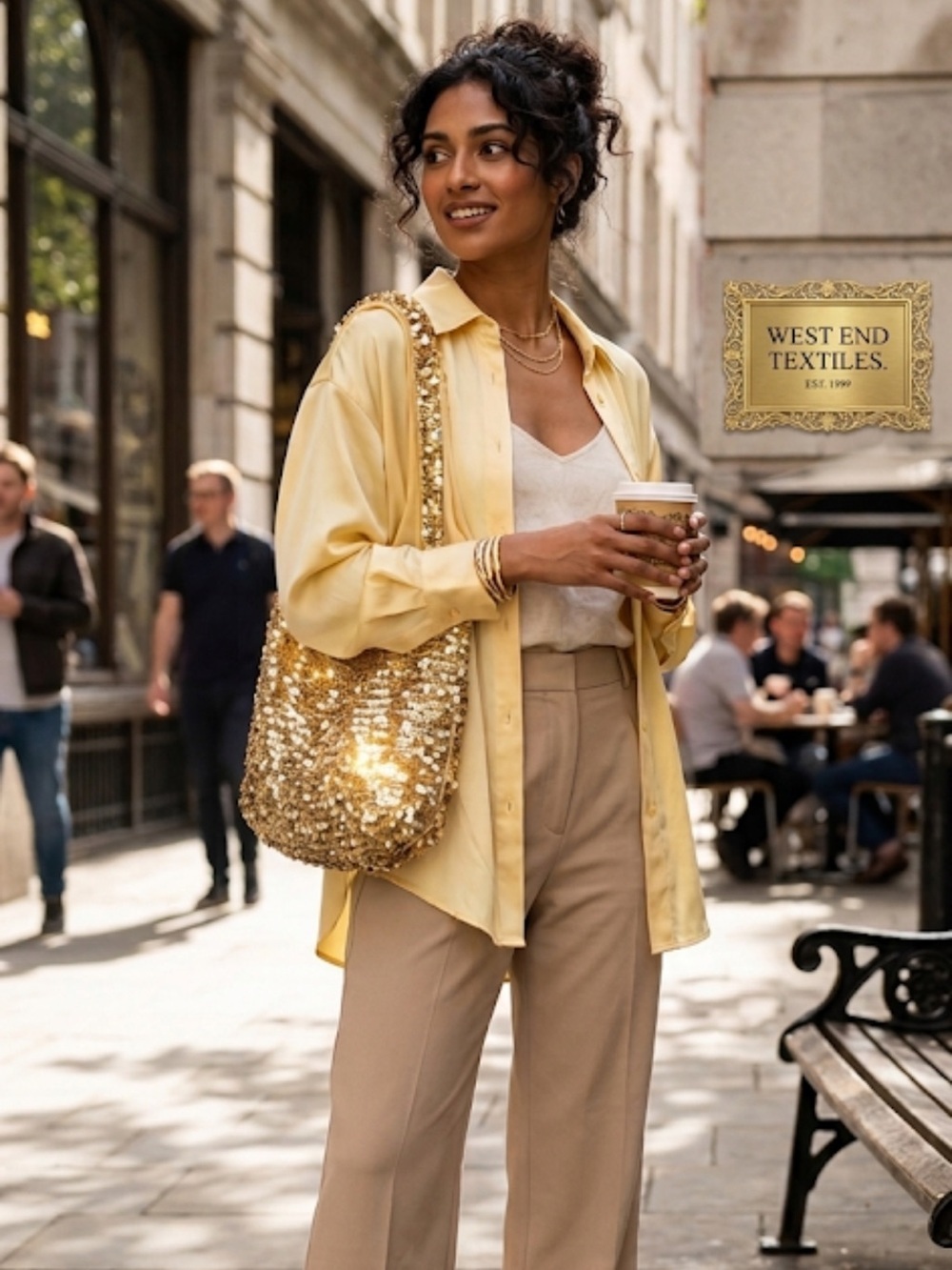 Vintage |  Y2K Sequin Gold and butter yellow Tote